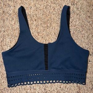Zella Navy Blue Sports Bra with Cutout Trim